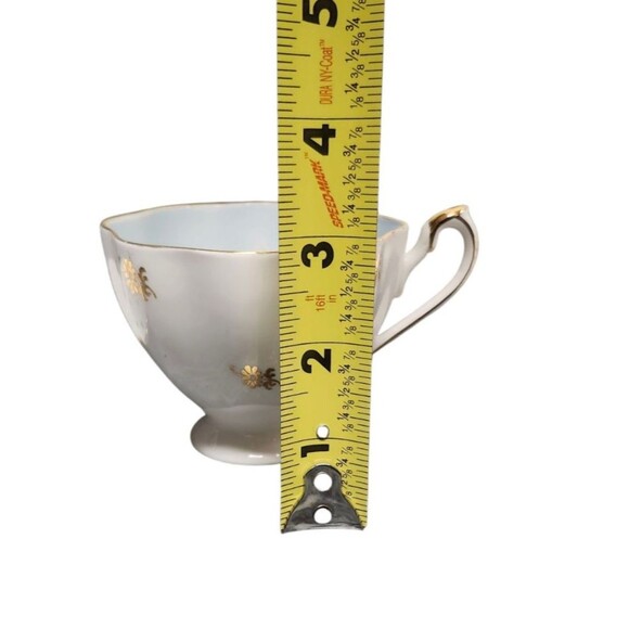 VTG Queen Anne Fine Bone China Footed Teacup & Saucer Blue  Gold Gilt #5365 - Picture 12 of 14